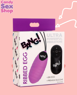 44.  Bang! 28x Ribbed Silicone Egg   Purple (ja6474)
