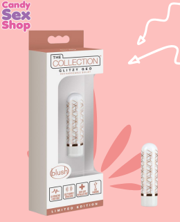 106. (ja6351) The Collection   Glitzy Geo   Rechargeable Bullet   Rose Gold