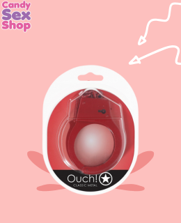 59. Ouch!   Classic Metal Handcuffs   Red (ja8013)