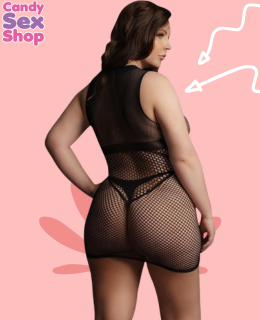 86.  (bo) Duo Net Open Cup Mini Dress   Black   Osx (ja6737) (2)