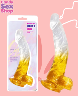 180.lance´s Cock Clear 8.3 Inch Wballs  Yellow (ja7267)