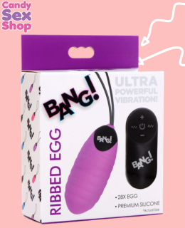 44.  Bang! 28x Ribbed Silicone Egg   Purple (ja6474)