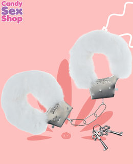 65. Ouch!   Classic Fluffy Handcuffs   White (ja8098) (2)