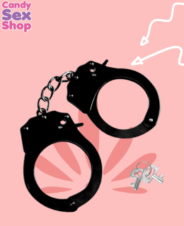 58. Ouch!   Classic Metal Handcuffs   Black (ja8014) (2)