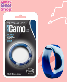 125.  Camo Silicone Cock Ring Blue (ja6879)