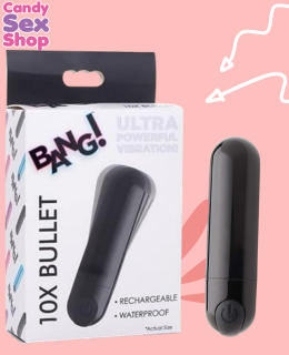 133.  Bang! 10x Vibrating Metallic Bullet   Black (ja6719)
