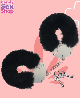 66. Ouch!   Heavy Duty Fluffy Handcuffs – Black (ja8091) (2)