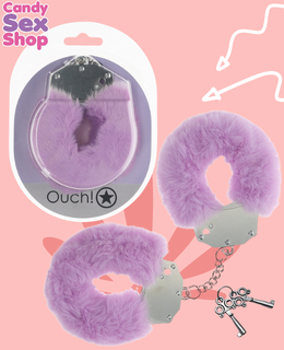 73. Ouch!   Heavy Duty Fluffy Handcuffs – Purple (ja8223)
