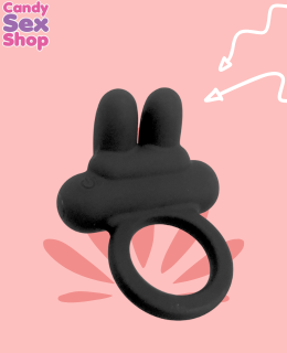 167. Silicone Rechargeable Naughty Rabbit Ring   Black (ja7813) (2)
