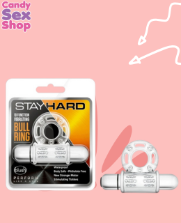 159. Stay Hard   10 Function Vibrating Mega Bull Ring – Clear (ja7208)