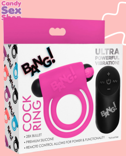 112.  Bang! Cock Ring & Bullet W Remote Control   Pink (ja6587)