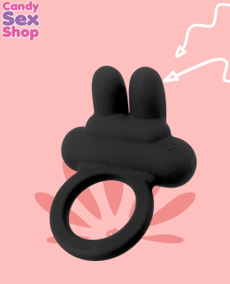 167. Silicone Rechargeable Naughty Rabbit Ring   Black (ja7813) (3)
