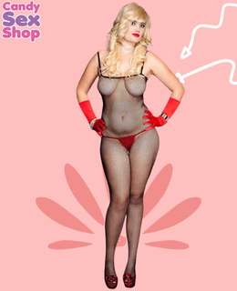 223. Plus Size Fishnet Crotchless Bodystocking (ja8790)