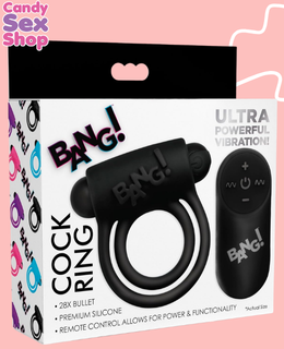 90.  Bang! Silicone Cock Ring & Bullet W Remote Control Black (ja6146)
