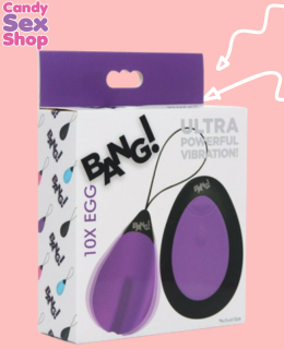 54.  Bang! 10x Vibrating Silicone Egg With Remote Control   Purple (ja6307)