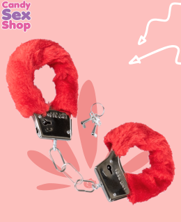 44.  Playful Furry Cuffs   Red (ja6553) (3)