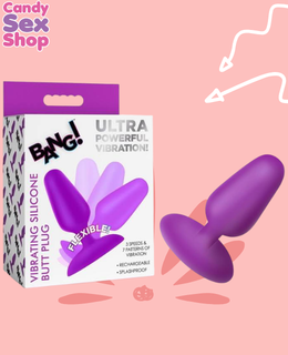 195. Bang! Flexible Vibrating Silicone Butt Plug – Purple (ja8851)