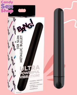 201.  Bang! 10x Slim Metallic Bullet – Black (ja6483)