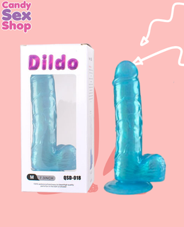 295. Metallic Rubber Dildo Wballs – Blue (ja8298)