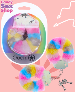 72. Ouch!   Heavy Duty Fluffy Handcuffs   Multicolor 2(ja8222)