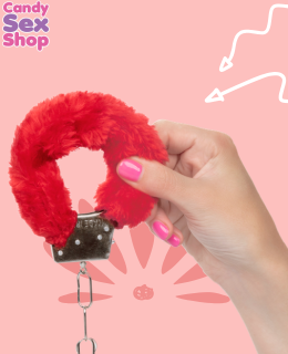 44.  Playful Furry Cuffs   Red (ja6553) (4)