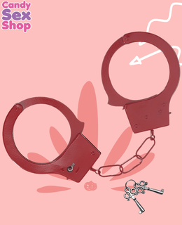 59. Ouch!   Classic Metal Handcuffs   Red (ja8013) (2)