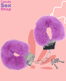63. Ouch!   Classic Fluffy Handcuffs   Purple (ja8096) (2)