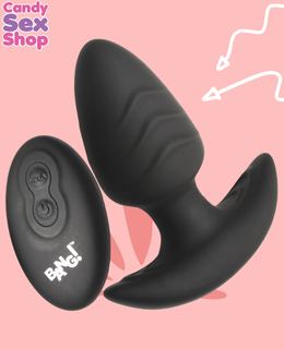 181. Bang! Rotating & Vibrating Silicone Butt Plug W Remote   Black (ja8519) (3)