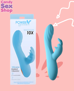 223. Power Bunnies Snuggles 10x Silicone Rabbit Vibrator – Teal (ja8355)