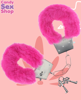 62. Ouch!   Classic Fluffy Handcuffs   Pink (ja8095) (2)