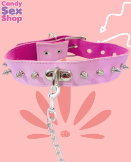 37.  Collar Con Cadena De Metal O De Piel   Rosa (ja5501)