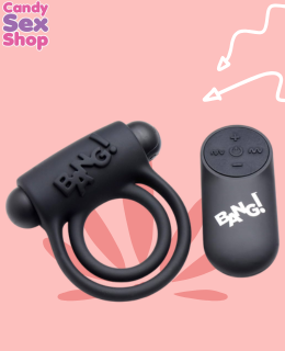 90.  Bang! Silicone Cock Ring & Bullet W Remote Control Black (ja6146)