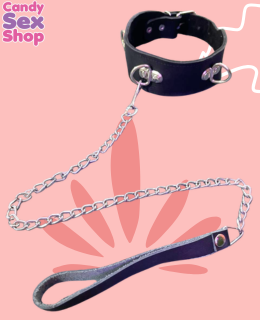 22. Collar De Piel 3 Argollas Y Jaladera Y Picos (ja5802) (3)