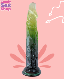191. Dildo Macizo De Gel Bicolor   Verde (ja7345) (4)