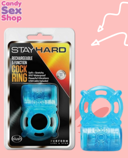 104. (ja6375) Stay Hard   Rechargeable 5 Fuction   Cock Ring   Blue