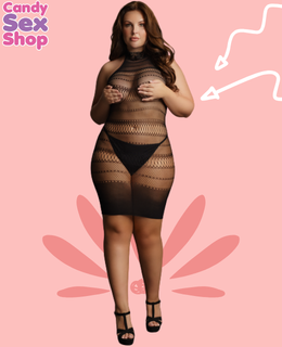 224. High Neck Mini Dress Whit Sexy Net And Lace (ja8791)