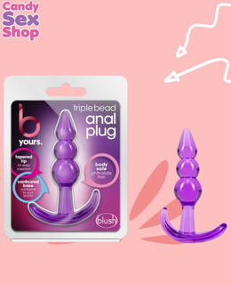 74.  B Yours   Triple Bead Anal Plug   Purple (ja5431)