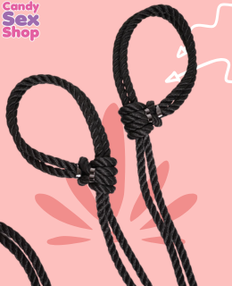 42.  Ff Silk Rope Love Cuffs Black (ja4983) (4)
