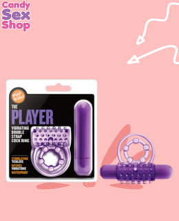 56. Play With Me   The Player Vibrating Double Strap Cockring Purple (ja5860)