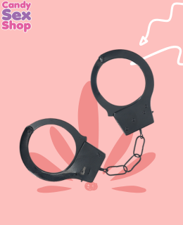 58. Ouch!   Classic Metal Handcuffs   Black (ja8014) (3)