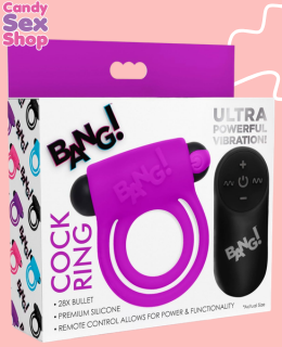 111.  Bang! Cock Ring & Bullet W Remote Control   Purple (ja6586)