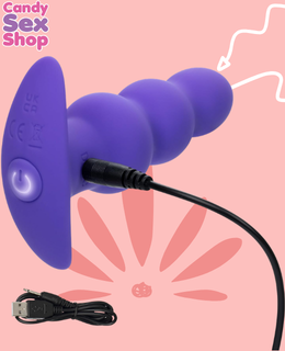 42. Basic Essentials Rechargeable Beaded Probe   Purple (ja8787) (4)