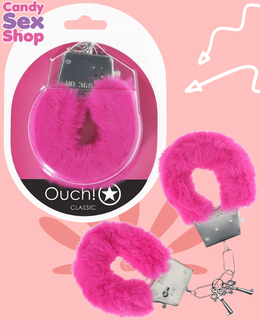 62. Ouch!   Classic Fluffy Handcuffs   Pink (ja8095)