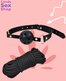 141. Set Bdsm Kit Cuerda Y Ball Gag (ja8265)