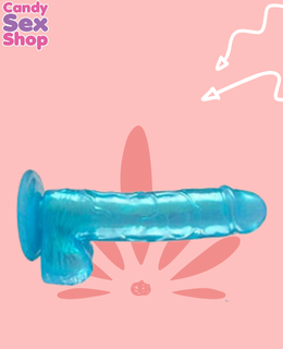 295. Metallic Rubber Dildo Wballs – Blue (ja8298) (3)