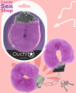 63. Ouch!   Classic Fluffy Handcuffs   Purple (ja8096)