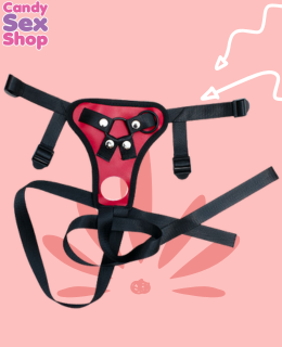 92. Arnes Para Doble Dildo Con 2 Argollas   Rojo (ja8218)