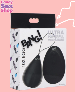 52.  Bang! 10x Vibrating Silicone Egg With Remote Control   Black (ja6077)