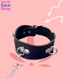 22. Collar De Piel 3 Argollas Y Jaladera Y Picos (ja5802) (2)