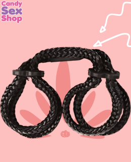42.  Ff Silk Rope Love Cuffs Black (ja4983) (3)